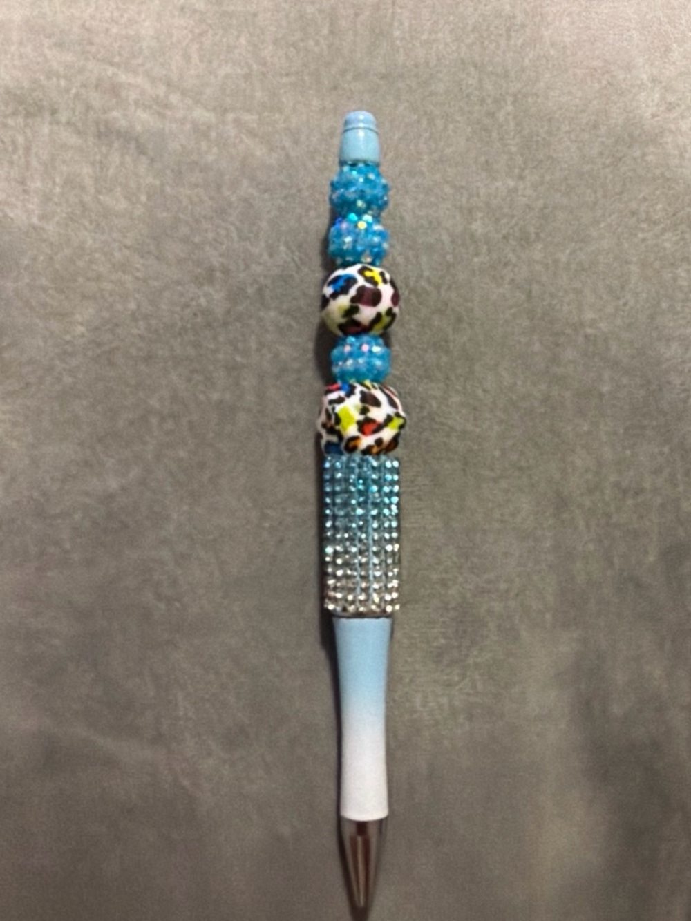 Beaded Blue Crystal Accent Ballpoint Pen - Women Accessories